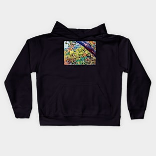 Abstract tree and autumn leaves Kids Hoodie